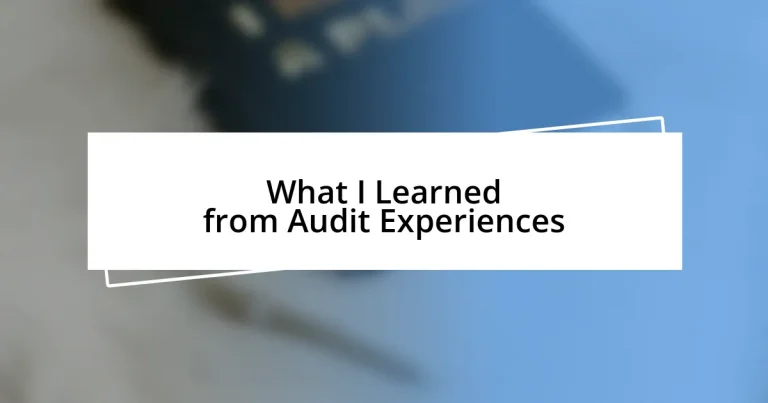 What I Learned from Audit Experiences