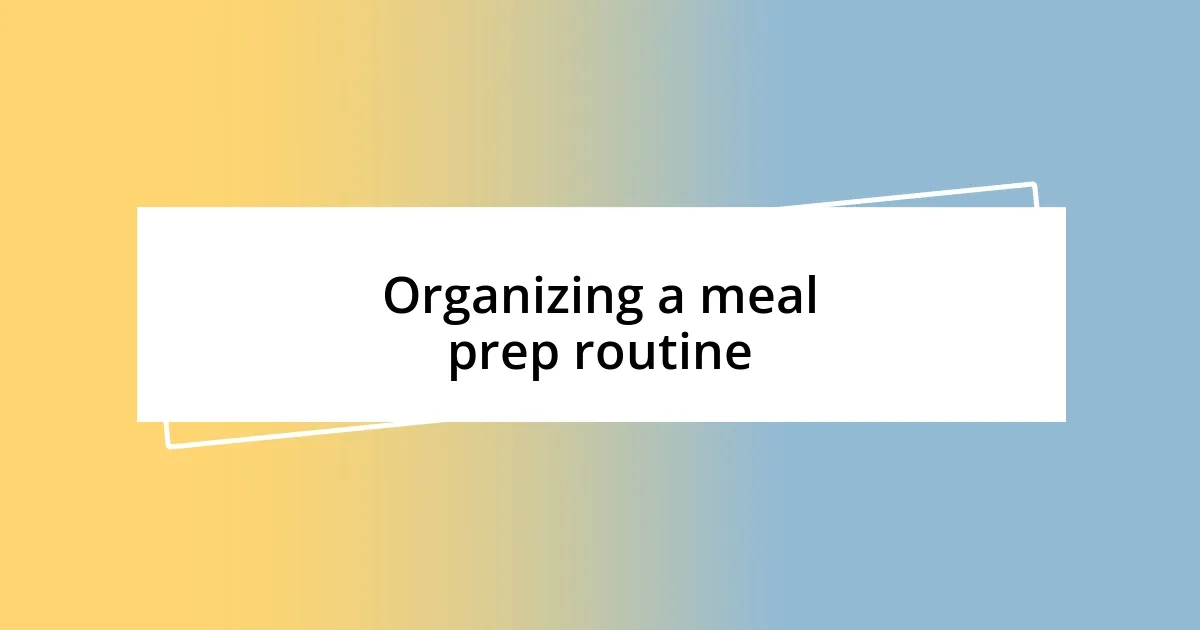 Organizing a meal prep routine