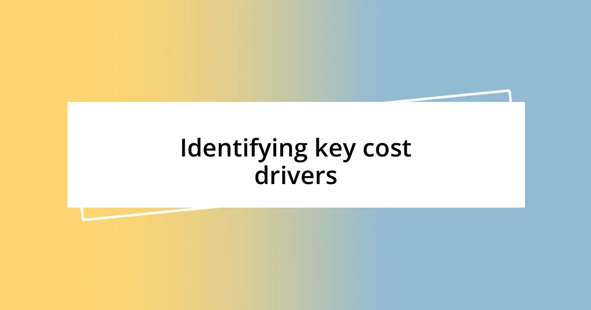 Identifying key cost drivers