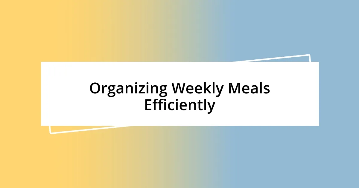 Organizing Weekly Meals Efficiently