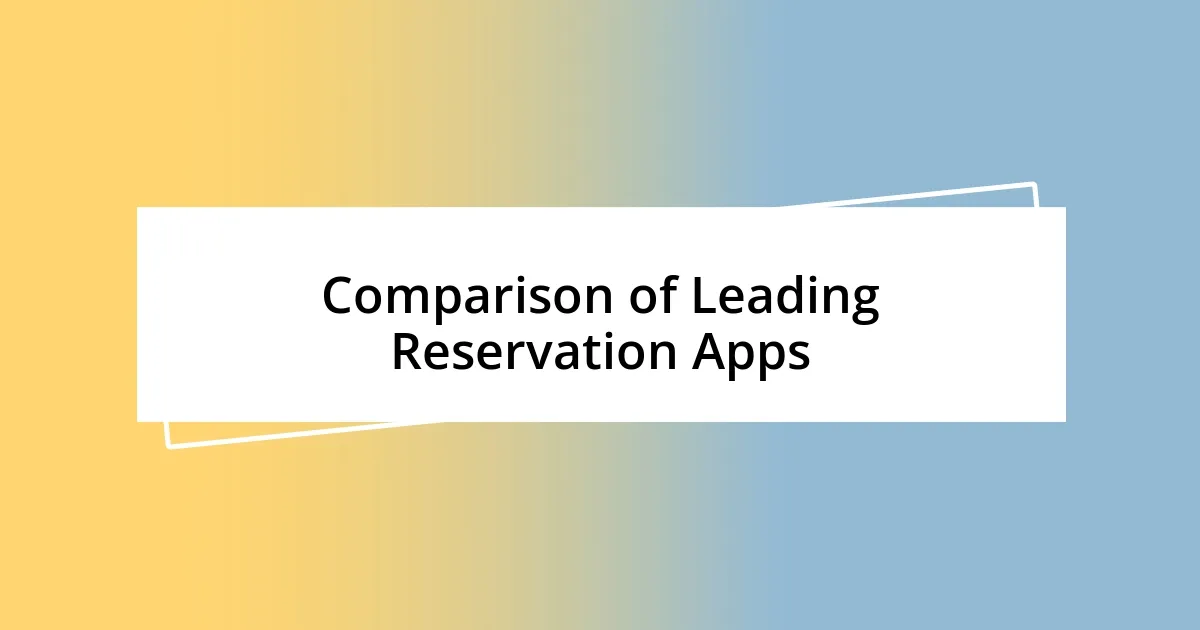 Comparison of Leading Reservation Apps