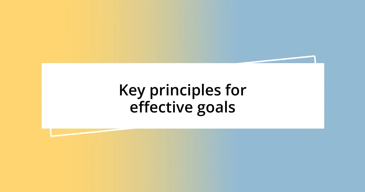 Key principles for effective goals