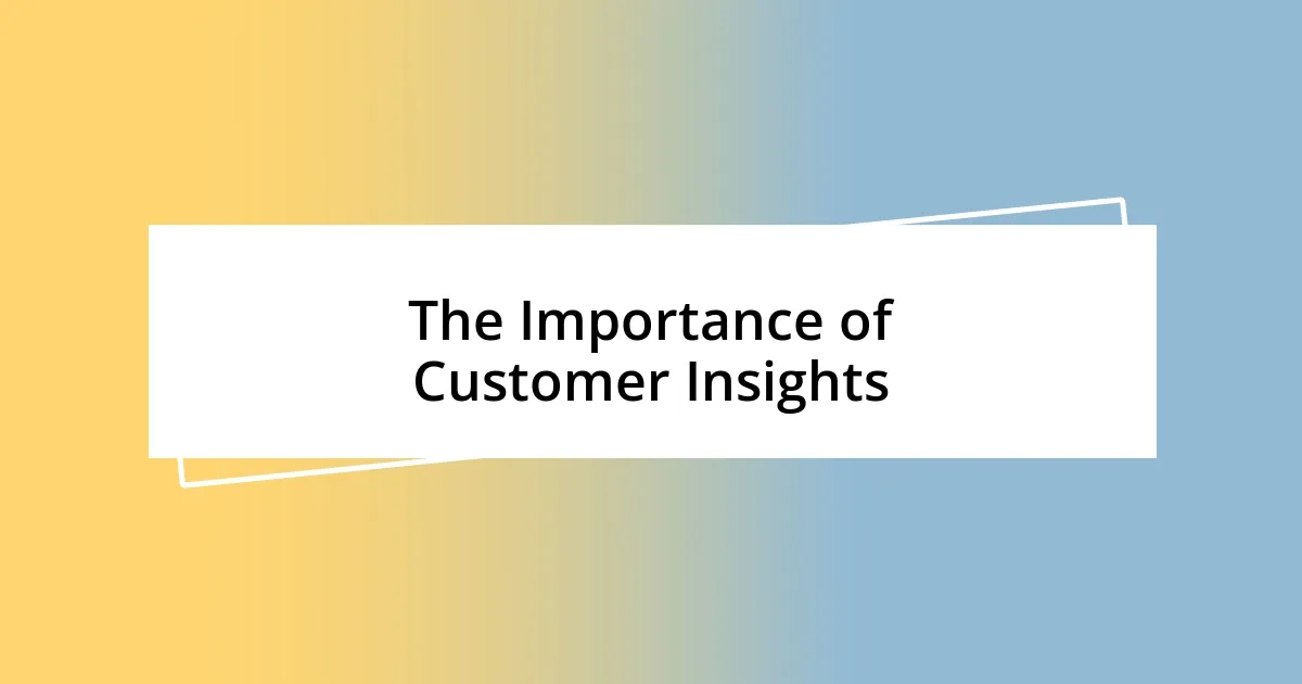 The Importance of Customer Insights